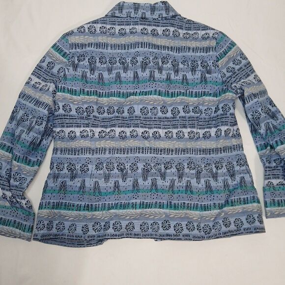 Sigrid Olsen Quilted Jacket Womens Large Blue Button Closure 100% Cotton Granny - Picture 7 of 7